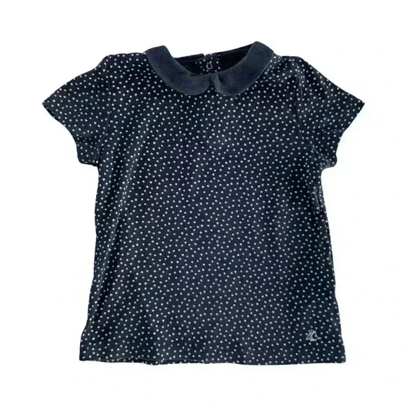 Petit Bateau Polka Dot Shirt with Peter Pan Collar Size 5 - Picture 2 of 5